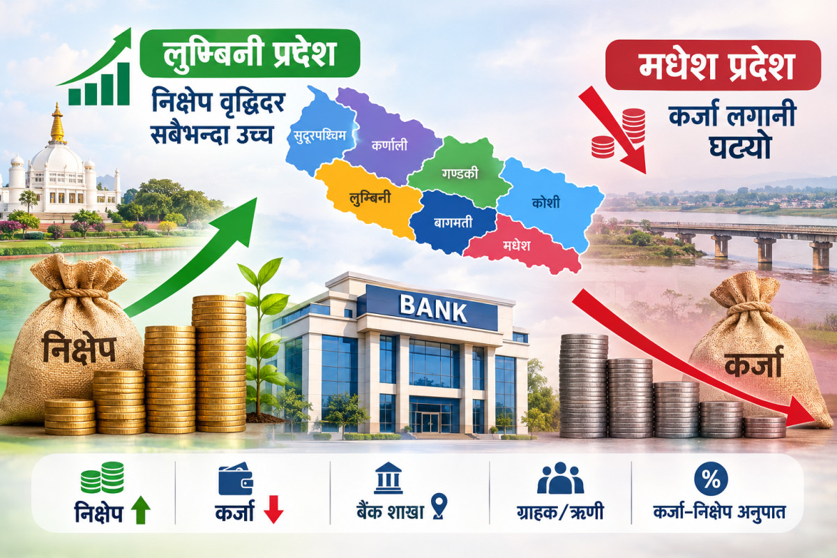 बागमतीमा मात्रै बैंकको ५२ खर्ब रूपैयाँ निक्षेप, कर्णालीमा १ खर्ब ११ अर्ब मात्रै